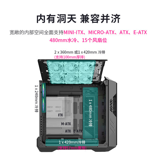 酷冷至尊（CoolerMaster）HAF700 EATX全塔电脑机箱 支持480散热水冷/15x风扇位/9xSSD位/免工具安装/4090