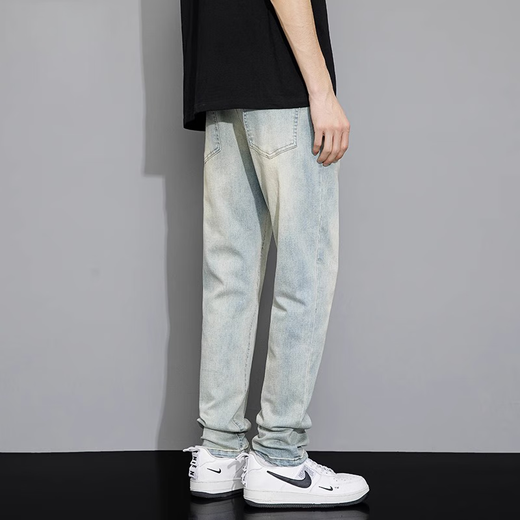 
Cotton pants men's light color American high street jeans men's trendy brand loose straight summer thin trousers 9031 yellow mud dye +9901 nostalgic blue 2XL