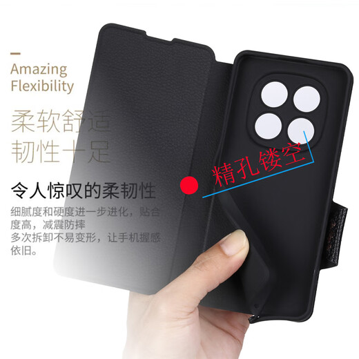 Haoya Redmi Redmi Note14 Mobile Case Redmi Note14pro Flip Lens Lens Flip Hole Full Full Pack + Couvrette magnétique en silicone douce Avant Protection anti-chute Simulate REDMI REDMI NOTH