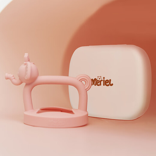 Meriel original imported Meriel infant teether stick platinum silicone soothing molar stick bite bite anti-eating hand blue elephant-teether storage box model