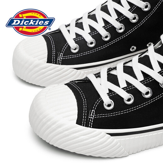 Zapatos de lienzo de dickies zapatos de lona de color alto coreano zapatos parejas versátiles zapatos planos casuales de moda zapatos para hombres negros [hombres y mujeres] 44