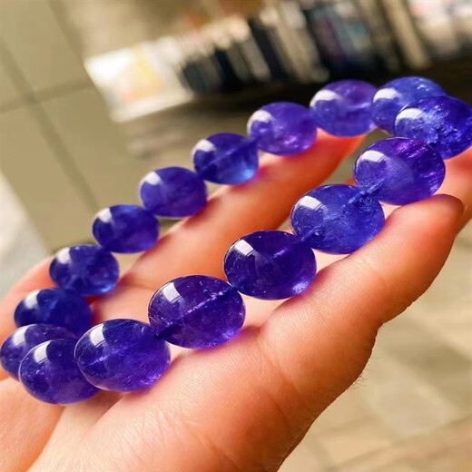 Fengxi Natural Faceted Tanzanite Bracelet Women's Tanzanite Sapphire Bracelet Pendant Necklace Blue Crystal Round Jewelry Boutique 8mm with Certificate