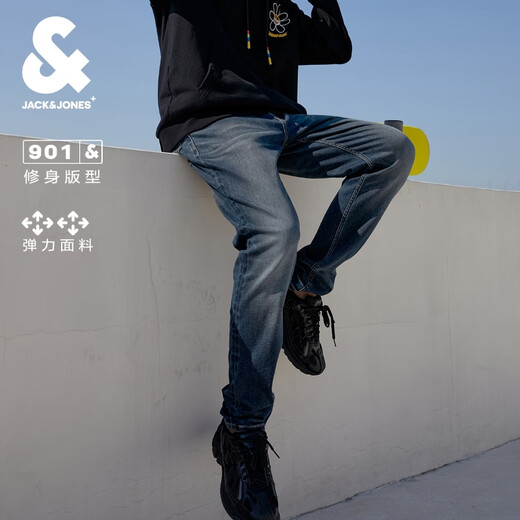 杰克·琼斯（JACK&JONES）25年男装潮流修身直筒弹力休闲百搭深色牛仔裤长裤子男士四季男裤 深牛仔裤A14 第二批预售1月8日左右发货 34 180/86A(W34/L32)