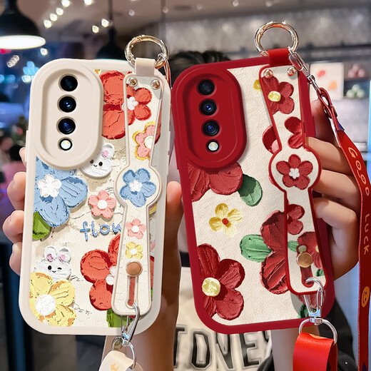 
Zhiyuxi Honor 70 Mobile Case 829 Flowers Flowers Flowers [Cross-body wristband lanyard black] CF1096 Honor 30