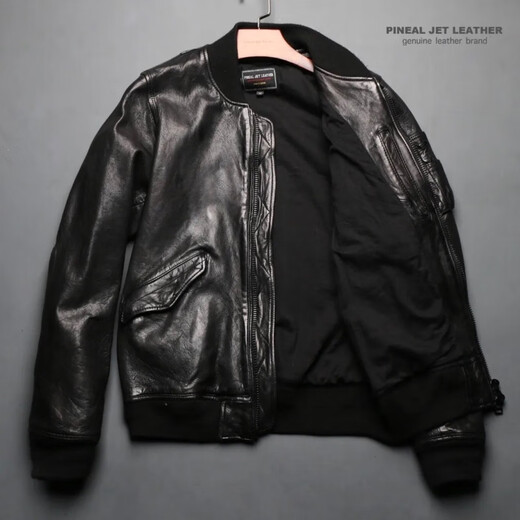 2022 Men's Japanese MA-1 Retro Ame Kaba First Layer Sheepskin Spring and Autumn Leather Jacket XL 165Jin Jin is equal to less than 0.5kg