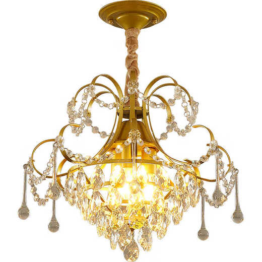 XMSJ European crystal small chandeliers American light luxury aisle light corridor balcony lamp entrance staircase cloakroom lamp hallway lamp foyer lamp 9885 black large suction + three-color light bulb