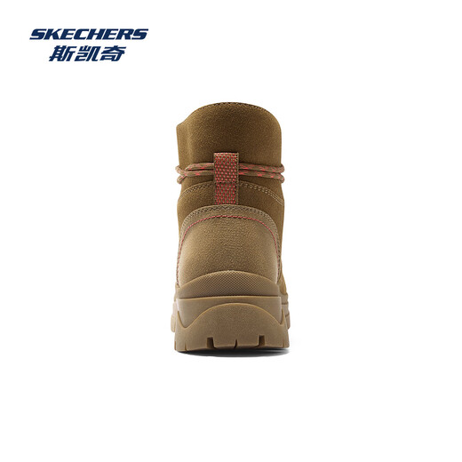 斯凯奇（Skechers）女鞋秋冬大黄靴马丁靴厚底增高户外中帮绑带运动休闲鞋113399 栗色/CSNT 36