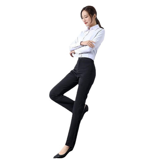ROMON's new black trousers for women, professional drape straight trousers, work trousers, formal high-waisted suits, spring and autumn styles, navy blue and black 2XL