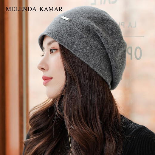 MELENDA KAMAR beret women's autumn and winter Korean style hat warm beanie hat painter's octagonal hat New Year's gift for girls gift box black