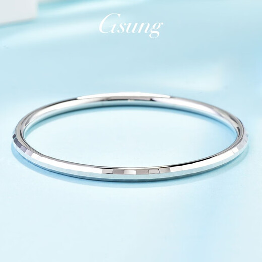 GsunG platinum bracelet women's model PT950 laser surface bracelet new shiny platinum women's bracelet round closed mouth priced by gram contact before bidding