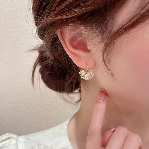 Idel's light luxury niche design high-end flower ball earrings for women 2025 new trendy flower temperament earrings high-end flower ball earrings E2047