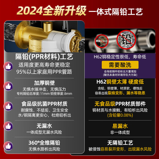 安吉尔前置过滤器家用反冲洗全铜自来水全屋大流量中央净水机3524 第三代升级款前置[送龙头滤芯1