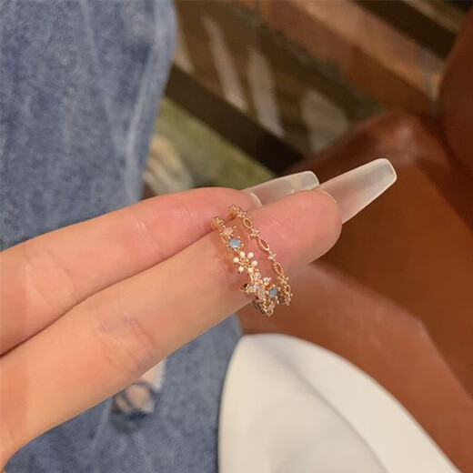 库班猪玫瑰金超仙蝴蝶戒指女ins小众设计轻奢精致指环开口潮 玫瑰金蝴蝶戒指