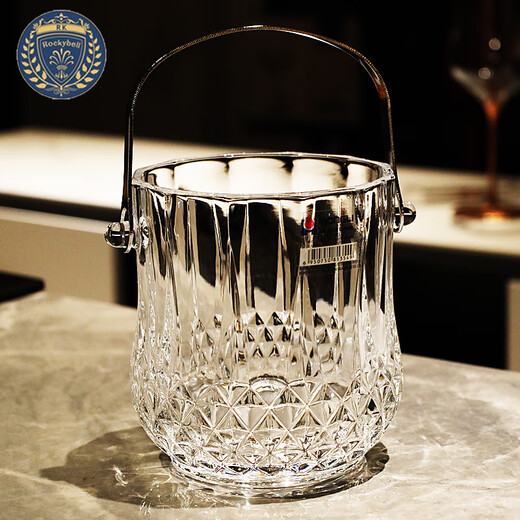 Xiangxing modern creative large crystal glass bar KTV home outdoor picnic basket champagne fruit wine ice bucket single Aobo carved ice bucket with ice clip
