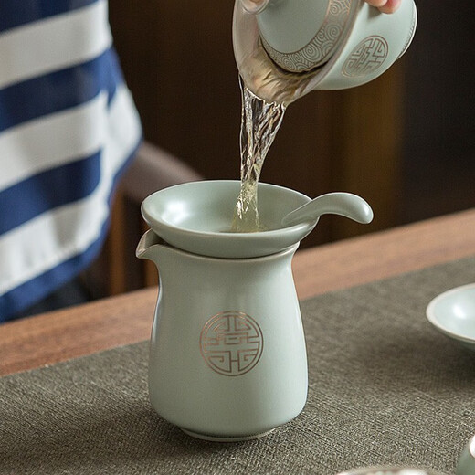 Rudao Ru Kiln Tea Leak Ceramic Tea Filter High Density Filter Tea Set Accessories Filter Tea Can Raise Open Pieces Ru Porcelain Filter Group Ru Kiln Three-legged Upper Filter