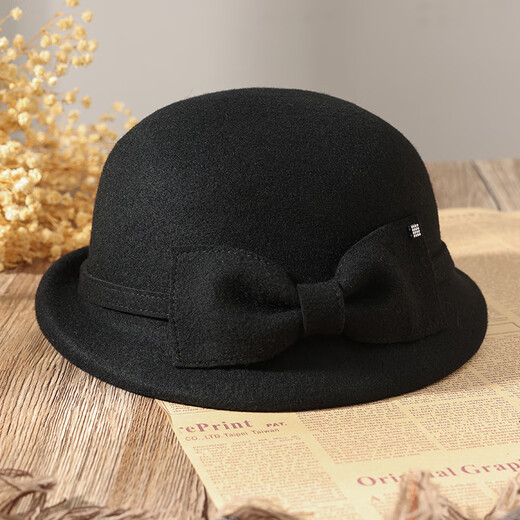 PTAH2024 autumn and winter new style dome shaped top hat sheep wool curled retro warm fashion beret hat black