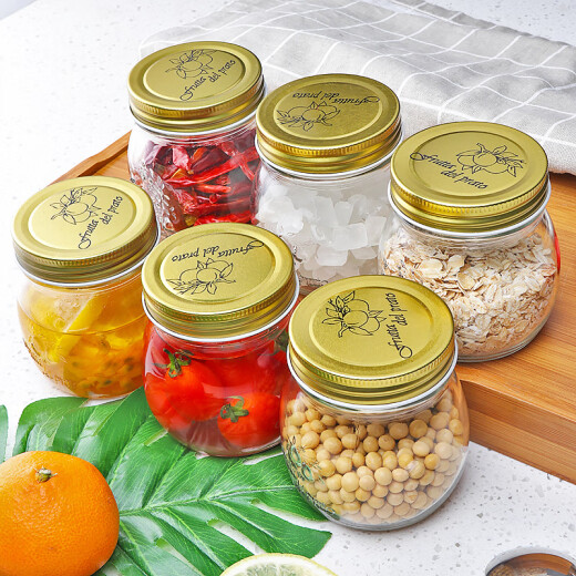 Baijie sealed jars, 6 pieces, 300ml honey bottle, wine pickle jar, lidded storage jar, jam jar, salad jar LY-242