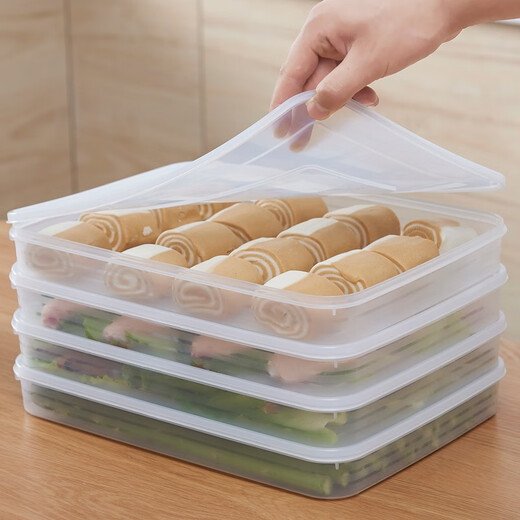 Rihe Sheng Tang dumpling box household multi-layer quick-frozen dumpling tray Chaos twister for refrigerator frozen wonton storage large size - transparent 2 layers 2 lids 2 layers
