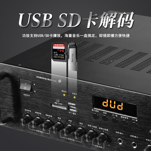 先科（SAST） 会议室KTV卡包功放机 家用大功率功放机蓝牙家庭定阻功放机5.1家庭影院音频放大器 AV-318(1200W)+8通道4分区