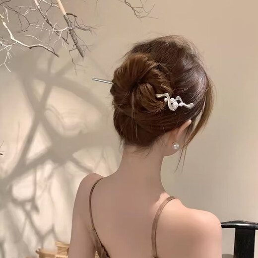 Su Shiliu's new Chinese-style pearl hairpin with cool feeling for women, high-end metal plate hairpin hair accessories, birthday gift for girlfriend and wife, cool-looking pearl hairpin + gift box