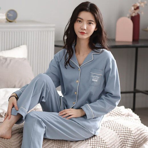 雅鹿2025年新款网红睡衣女春秋季自带胸垫长袖简约大码冬天家居服套装 AQT-9909女款(无胸垫版) XXL码(推荐166-176CM，适合体重1