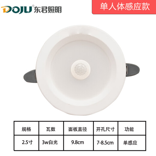 SUOYADA fire emergency lighting recessed downlight ceiling projection light comes with battery human body sensor stop 2.5 inches 3w human body sensor drilling 7-8cm