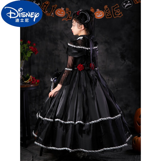 Disney Halloween children's costume high-end girls horror vampire magician dress kindergarten cos masquerade ghost bride (with veil) 130cm