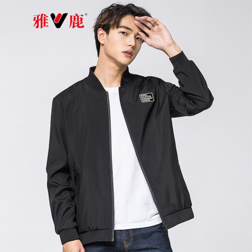 Yalu Jacket Men's 2020 Autumn Fashion Casual Stand Collar Lightweight Short Slim Baseball Collar Top Jacket Men 18582004 Black 175