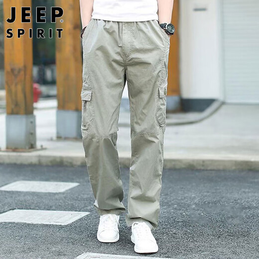JEEP SPIRIT Jeep Overalls Men's Autumn and Winter Casual Pants Men's New Retro Revival Straight Pants Black XL