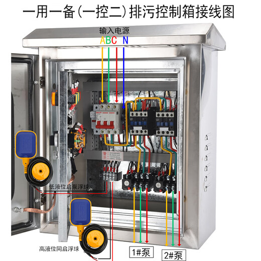 Stainless steel water pump control box outdoor double door rainproof three-phase 380V outdoor sewage regulator pump fan control cabinet one control one sewage 0.75-4kw