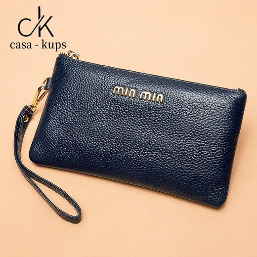 Casa-kups embrague billetera para mujeres larga 2024 nueva billetera de monedas de moda de moda ultra delgada bolso de cuero suave bolso de mano de mano negro