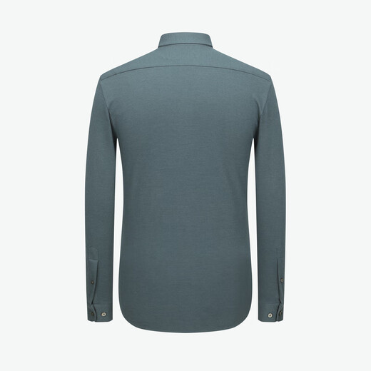 YOUNGOR long-sleeved shirt men's shirt mulberry silk cashmere multi-component fabric knitted shirt warm fashion mall same style dark green 40