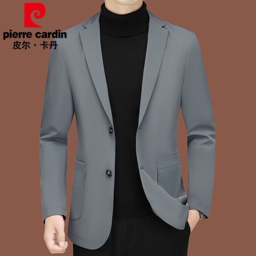 皮尔卡丹（pierre cardin）休闲西装男新款男士西服中年单西春秋夹克外套修身爸爸上衣 藏蓝ZJ9889 L 175