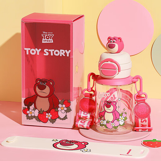 Taza de oso (beddybear) bebida doble taza de agua para niños taza de plástico resistente a alta temperatura portátil gran capacidad para estudiante copa de paja 680 ml de fresa oso de fresa