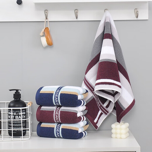 Shantou Lincun towel pure cotton face wash household soft absorbent lint-free hotel shower men and women adult thickened cotton face towel 2 pieces classic single yarn series 100% cotton 75x35cm