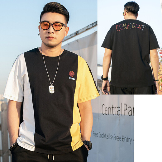 Zhidou Dou Do dof fettem Mann T-Shirt für Männer, trendiger dicker Mann extra großer Kurzärmel-T-Shirt für Männer, dicker Mann, plus großer Bauch, halbärmeliges Basishemd lose T1049 10xl XL (160-180jin [Jin gleich 0,5 kg])