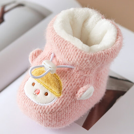 Ruiyang baby shoes winter baby foot protection shoes newborn shoes plus velvet prevent falling off 12 months shoe cover autumn and winter yellow meatballs 10cm inside length Reference 0-5 months