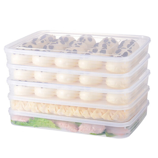 Rihe Sheng Tang dumpling box household multi-layer quick-frozen dumpling tray Chaos twister for refrigerator frozen wonton storage large size - transparent 2 layers 2 lids 2 layers