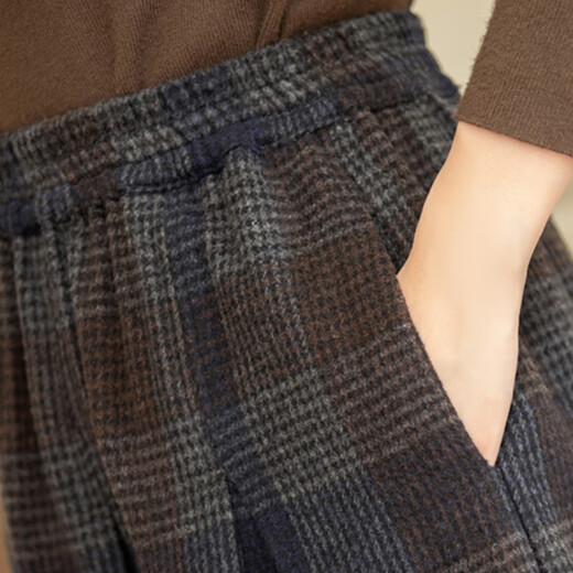 Sibaishe High Waist Skirt 2025 Autumn New Women's Fashion Contrast Color Plaid Mid-Length A-Line Skirt