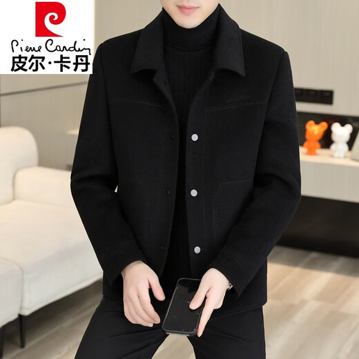 Pierre Cardin woolen jacket men's autumn and winter double-sided woolen jacket men's casual lapel thick woolen top short wool coat double-sided woolen B2308 gray 2XL (135-150Jin Jin equals 0.5 kg)