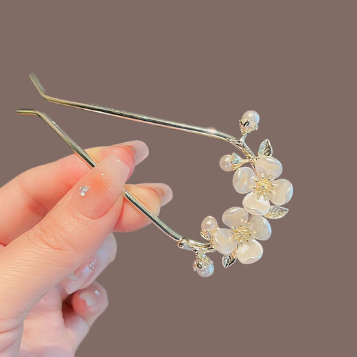 Joy of Two Worlds Flower Hairpin Ladies' Easy Hair Comb Insert Hair Accessories into the Back of the Head Ancient Style Hairpin Camellia U-shaped Hairpin