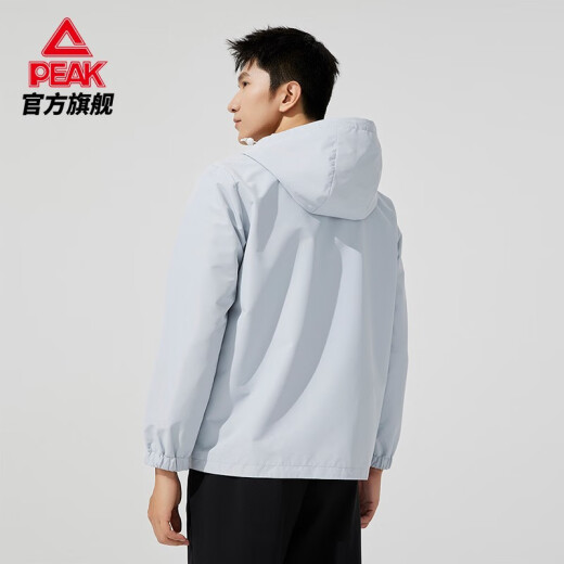 PEAK water repellent丨Woven windbreaker men's spring new sports jacket men's sportswear woven hooded jacket silver gray XL/180