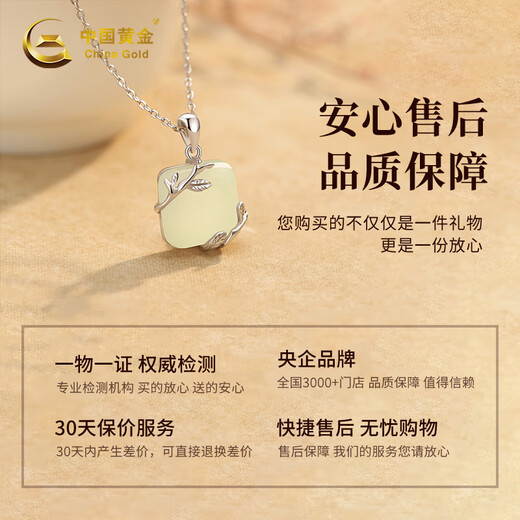 China Gold (China Gold) Kleiner Zuckerwürfel Silber Halskette für Frauen Hetian Jade Anhänger Jade Anhänger Chinesisches Valentinstag Geburtstagsgeschenk für Freundin und Frau [Hetian Jade] kleine Zuckerwürfel Halskette