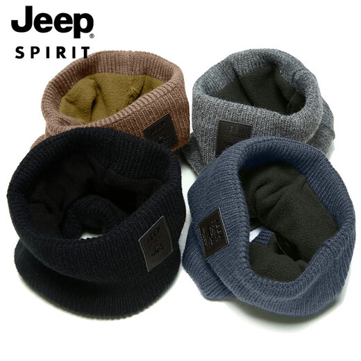 JEEP hat men's neck scarf plus velvet warm knitted scarf autumn and winter cold protection neck pullover scarf A0636