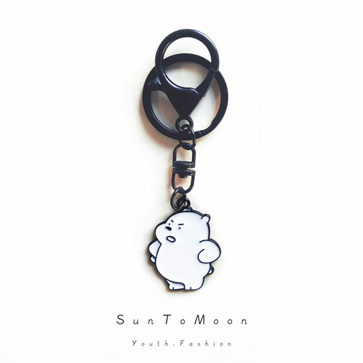 SunToMoon black and white red panda cartoon keychain DIY handmade bag pendant for men and women best friends accessories creative small gifts White Bear-A type