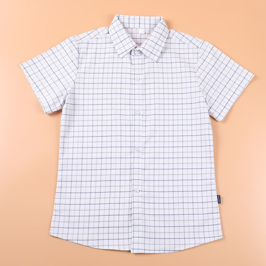 Xiangguotu children's plaid short-sleeved shirt summer pure cotton school uniform tops boys and girls casual shirts for middle-aged and older students class uniforms boys plaid long-sleeved shirts 140cm