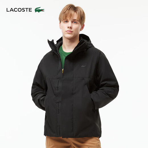 LACOSTE French crocodile men's autumn and winter easy-to-wear trendy casual hooded jacket for men | BH2513 031/black M 52L 180