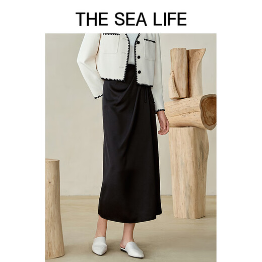 
THE SEA LIFE skirt for women Ou Hai Yisheng skirt spring slit temperament small fragrance style skirt XC15265 Black Mage M