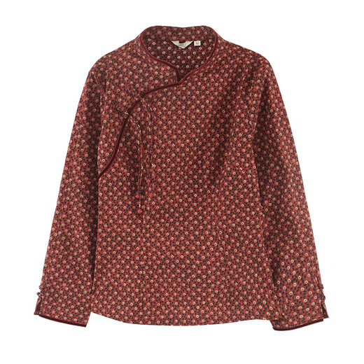 Bu Fu Autumn New Original Retro Print Fashion Republic of China Improved Chinese Tang Suit Cheongsam Top Women Chinese Red M