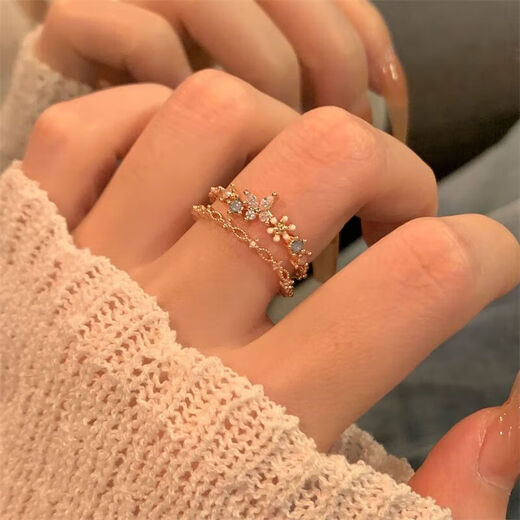 库班猪玫瑰金超仙蝴蝶戒指女ins小众设计轻奢精致指环开口潮 玫瑰金蝴蝶戒指